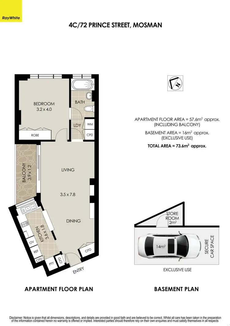 Floorplan of Homely apartment listing, 4C/72 Prince Street, Mosman NSW 2088