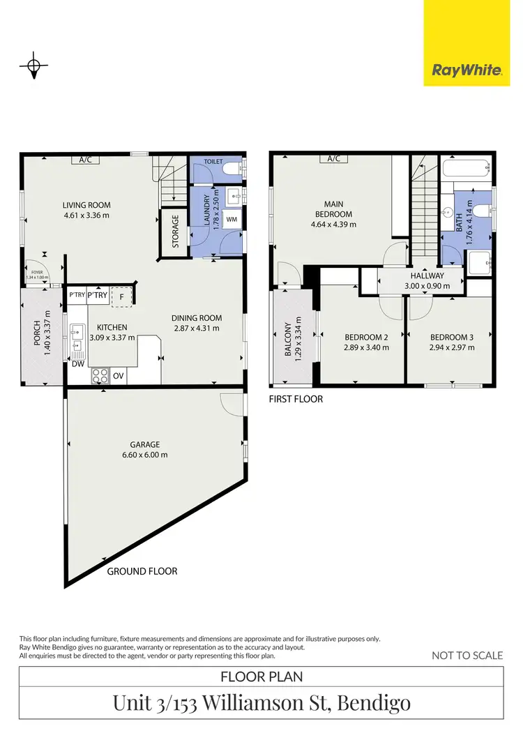 Floorplan of Homely townhouse listing, 3/153 Williamson Street, Bendigo VIC 3550