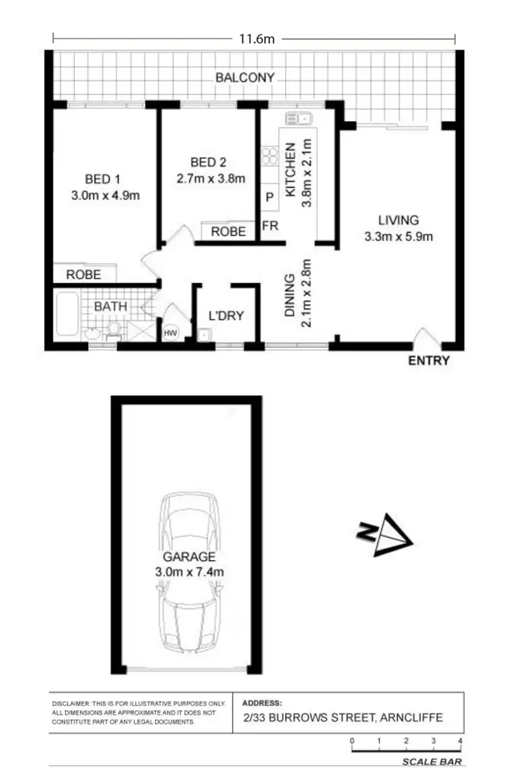 Floorplan of Homely apartment listing, 2/37 Burrows Street, Arncliffe NSW 2205