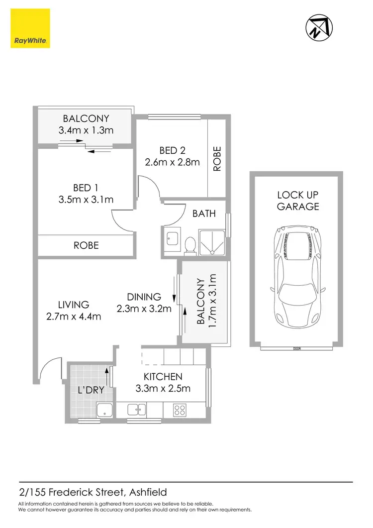 Floorplan of Homely apartment listing, 2/155 Frederick Street, Ashfield NSW 2131