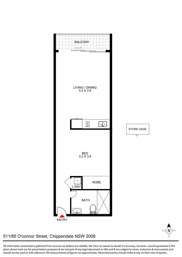 Floorplan of Homely apartment listing, 511/85 O'Connor Street, Chippendale NSW 2008