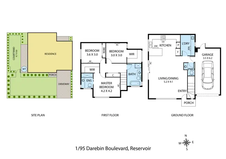 Floorplan of Homely townhouse listing, 1/95 Darebin Boulevard, Reservoir VIC 3073