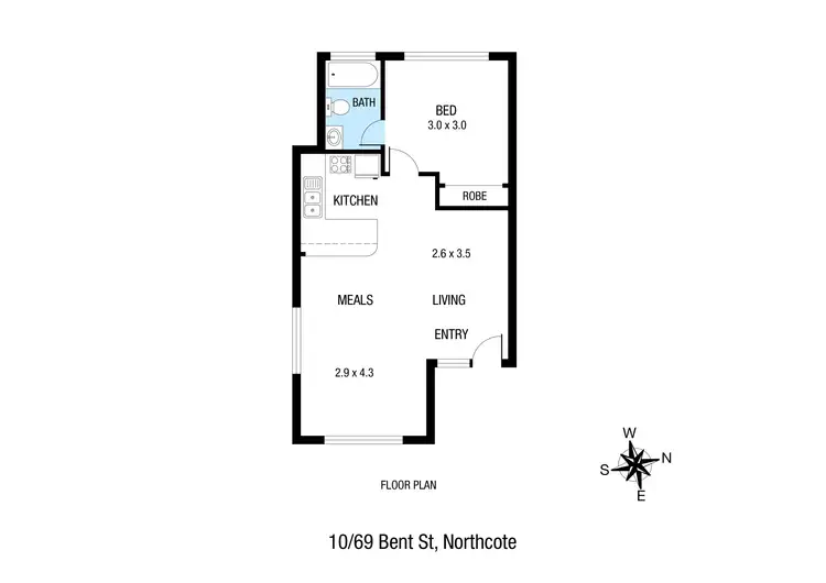 Floorplan of Homely apartment listing, 10/69 Bent Street, Northcote VIC 3070
