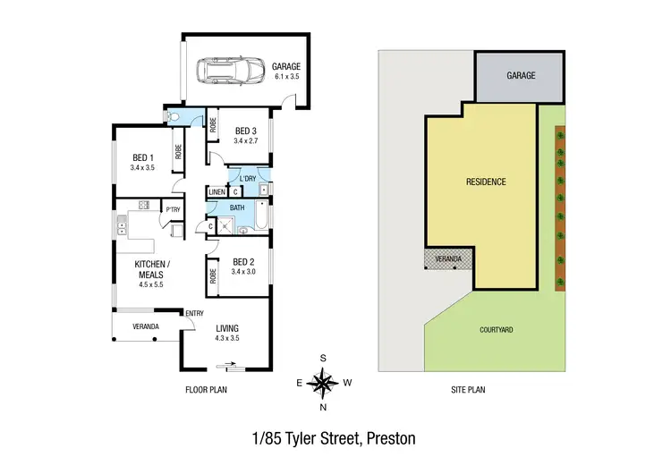Floorplan of Homely unit listing, 1/85 Tyler Street, Preston VIC 3072