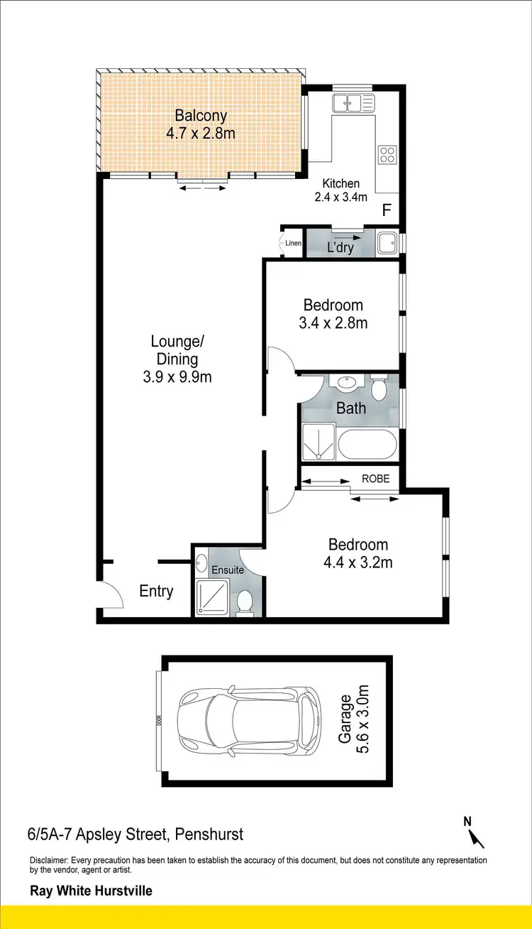 Floorplan of Homely unit listing, 6/5A-7 Apsley Street, Penshurst NSW 2222