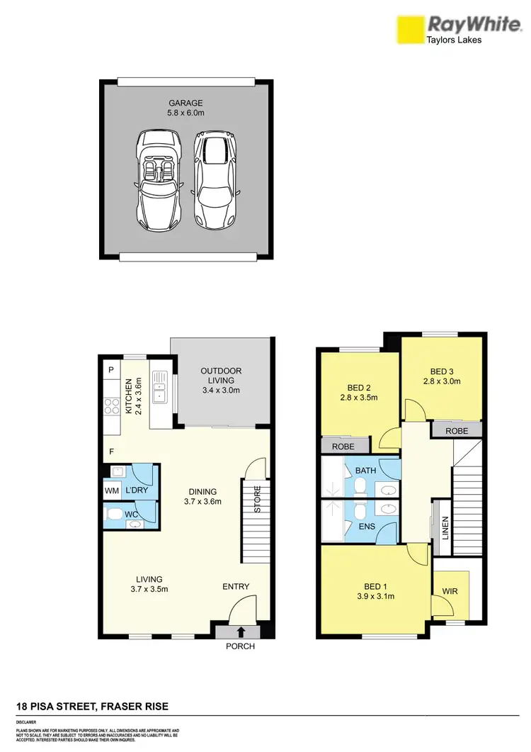 Floorplan of Homely townhouse listing, 18 Pisa Street, Fraser Rise VIC 3336