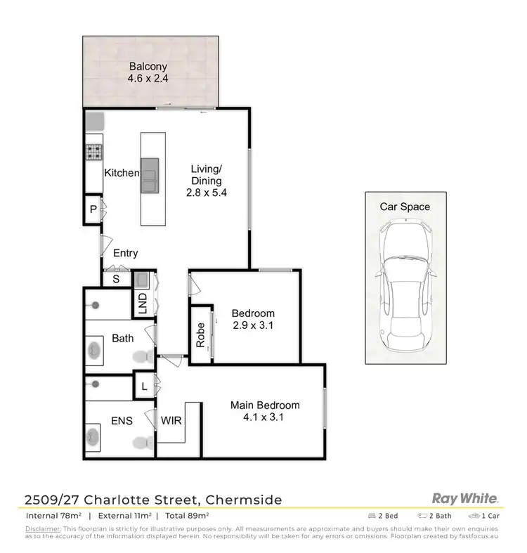 Floorplan of Homely apartment listing, 2509/25 Charlotte Street, Chermside QLD 4032