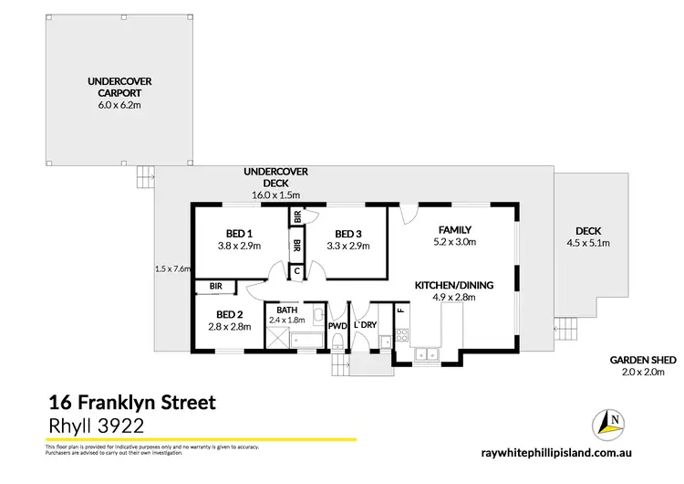 Floorplan of Homely house listing, 16 Franklyn Street, Rhyll VIC 3923