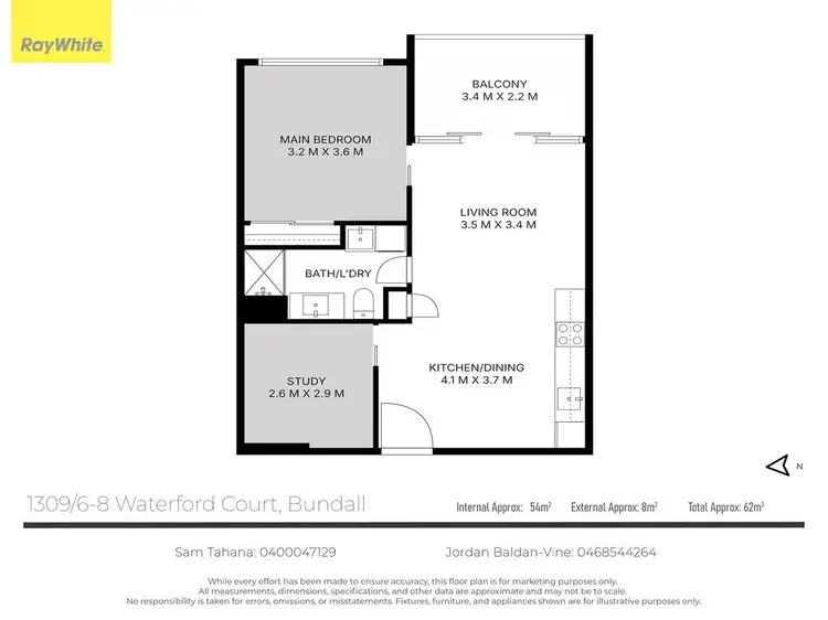 Floorplan of Homely apartment listing, 1309/6-8 Waterford Court, Bundall QLD 4217