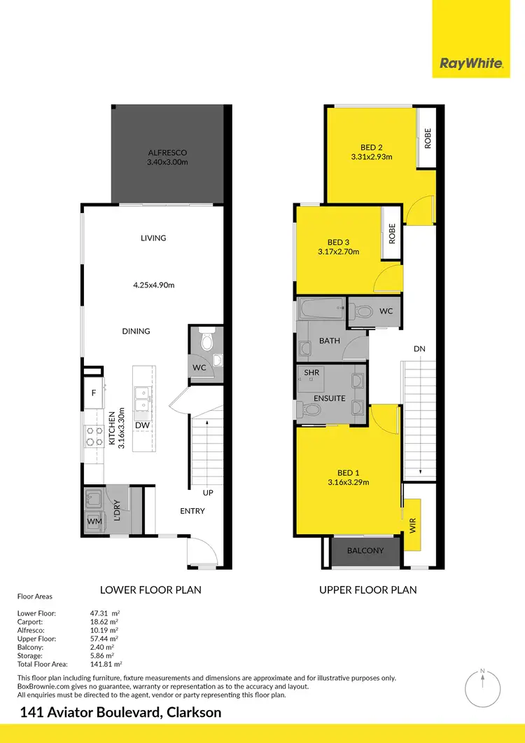 Floorplan of Homely townhouse listing, 141 Aviator Boulevard, Clarkson WA 6030