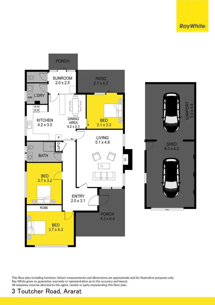 Floorplan of Homely house listing, 3 Toutcher Road, Ararat VIC 3377