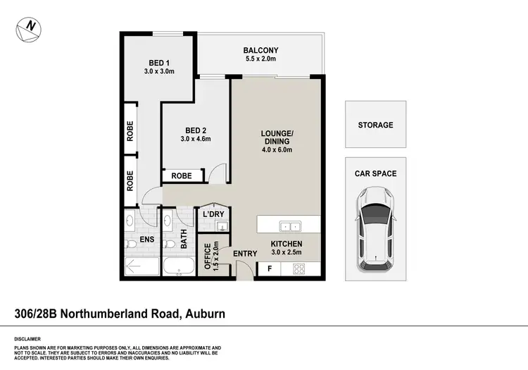 Floorplan of Homely apartment listing, 306/28B Northumberland Road, Auburn NSW 2144