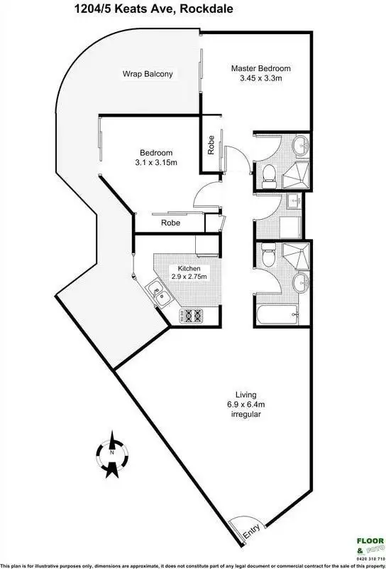 Floorplan of Homely apartment listing, 1204/5 Keats Avenue, Rockdale NSW 2216