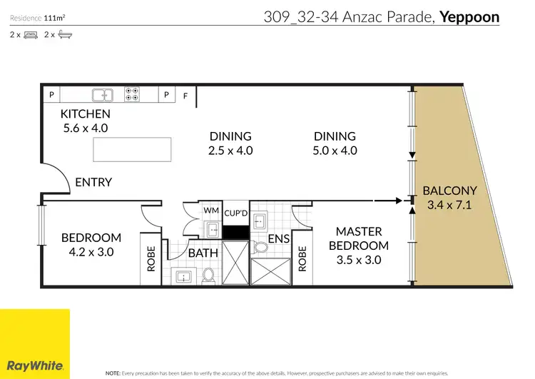 Floorplan of Homely unit listing, 309/32-34 Anzac Parade, Yeppoon QLD 4703