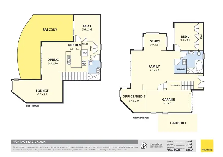 Floorplan of Homely semi-detached listing, 1/27 Pacific Street, Kiama NSW 2533