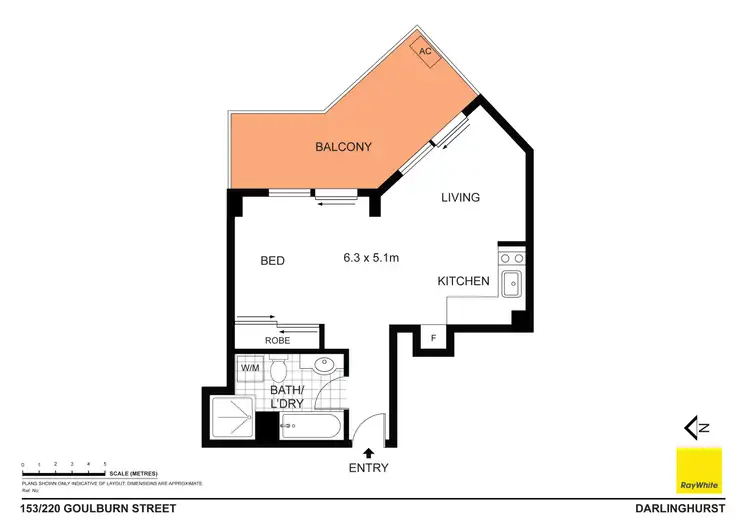 Floorplan of Homely studio listing, 153/220 Goulburn Street, Darlinghurst NSW 2010