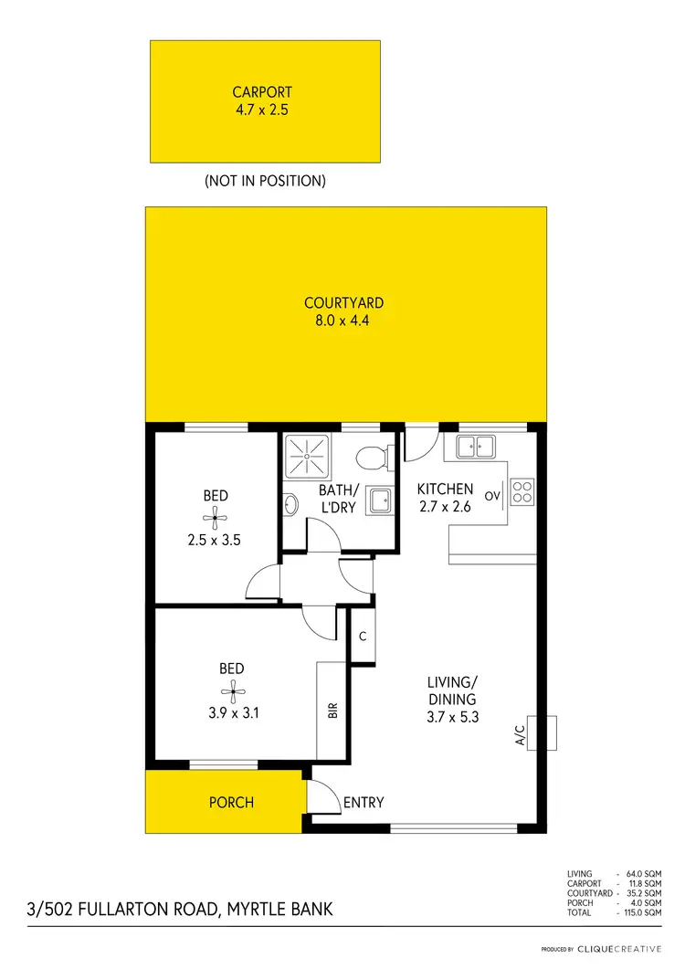 Floorplan of Homely unit listing, 3/502 Fullarton Road, Myrtle Bank SA 5064