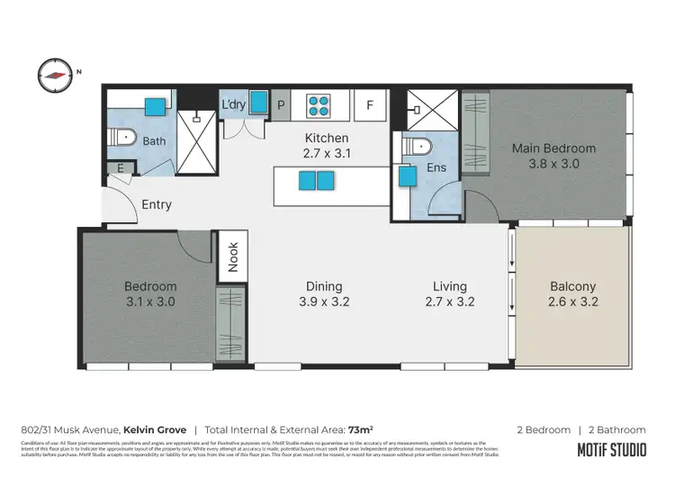 Floorplan of Homely apartment listing, 802/31 Musk Avenue, Kelvin Grove QLD 4059
