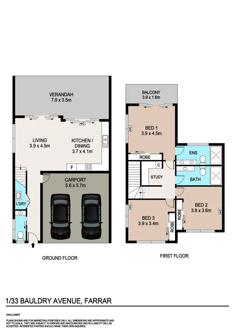 Floorplan of Homely townhouse listing, 1/33 Bauldry Avenue, Farrar NT 830