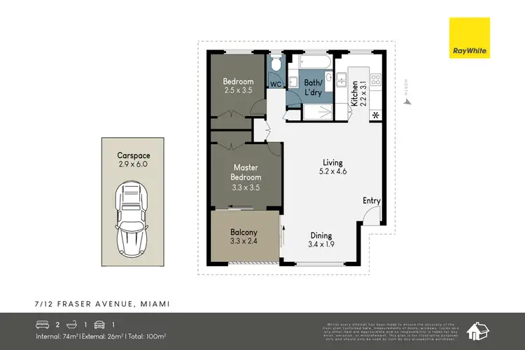 Floorplan of Homely apartment listing, 7/12 Fraser Avenue, Miami QLD 4220