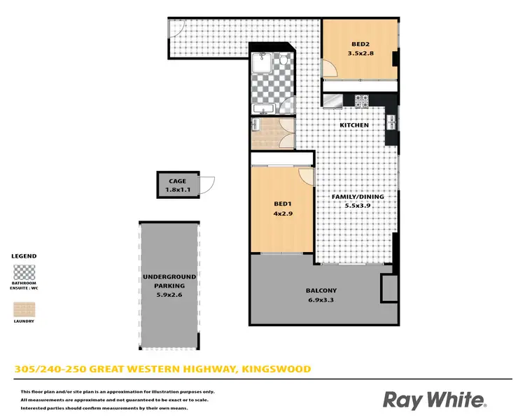 Floorplan of Homely unit listing, 305/240-250 Great Western Highway, Kingswood NSW 2747