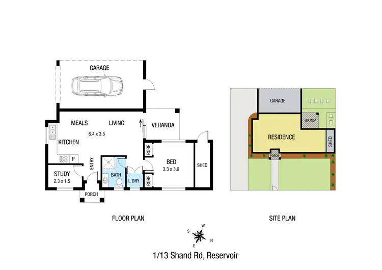 Floorplan of Homely unit listing, 1/13 Shand Road, Reservoir VIC 3073