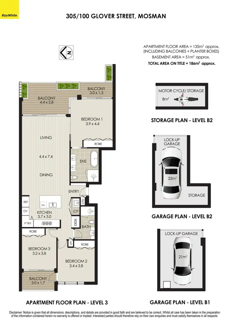 Floorplan of Homely apartment listing, 305/100 Glover Street, Mosman NSW 2088