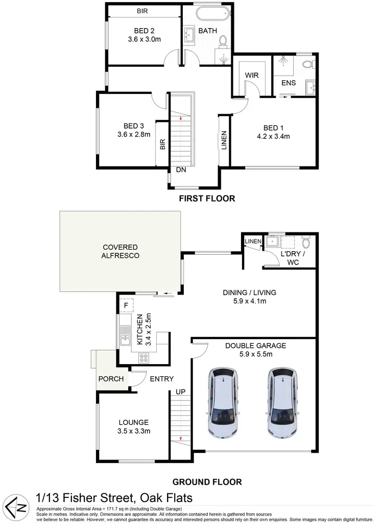 Floorplan of Homely townhouse listing, 1/13 Fisher Street, Oak Flats NSW 2529