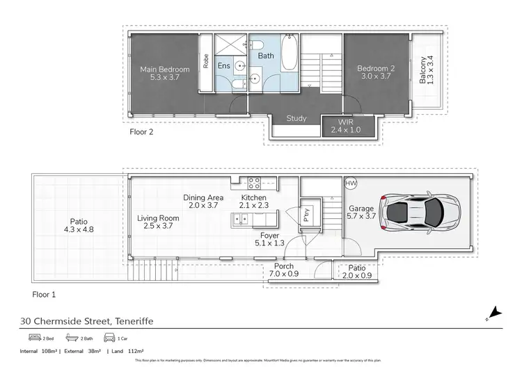 Floorplan of Homely townhouse listing, 30 Chermside Street, Teneriffe QLD 4005