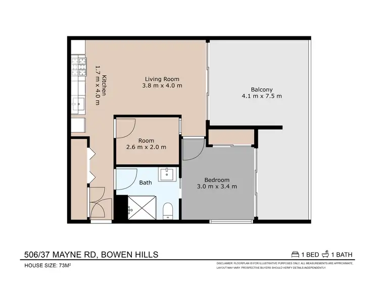 Floorplan of Homely apartment listing, 506/37 Mayne Road, Bowen Hills QLD 4006