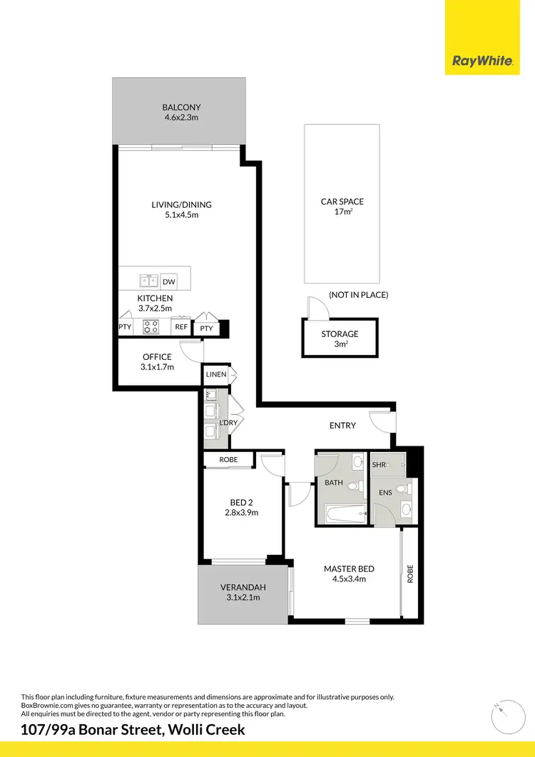 Floorplan of Homely apartment listing, 107/99A Bonar Street, Wolli Creek NSW 2205