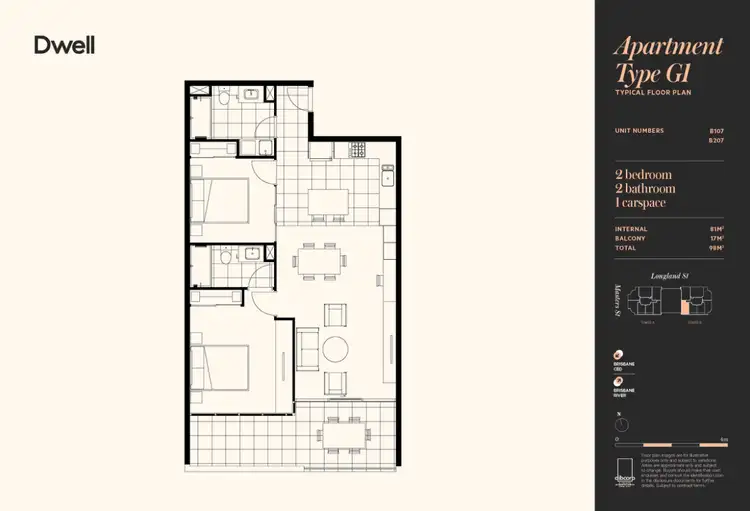 Floorplan of Homely apartment listing, 1207/17 Longland Street, Newstead QLD 4006
