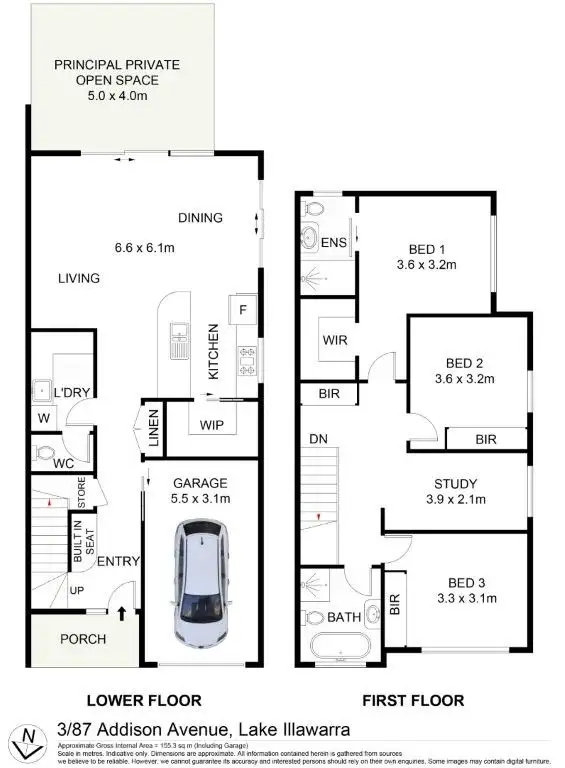 Floorplan of Homely townhouse listing, 3/87 Addison Avenue, Lake Illawarra NSW 2528