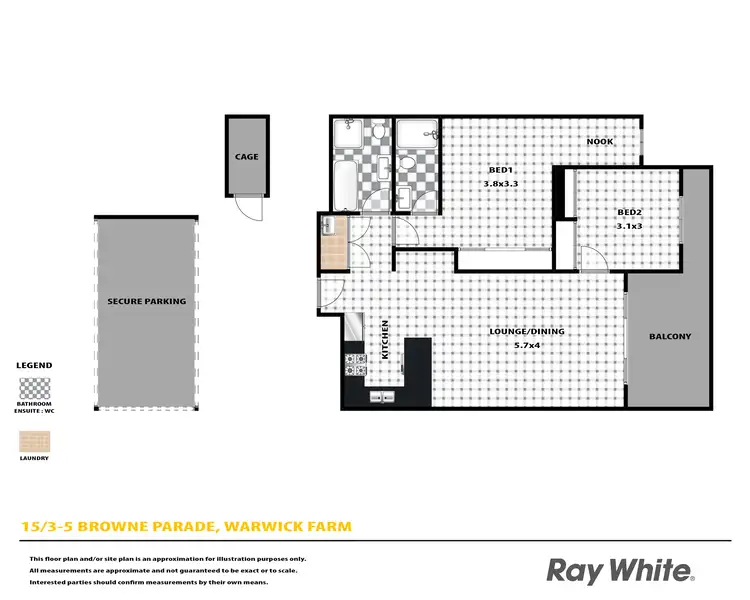 Floorplan of Homely apartment listing, 15/3-5 Browne Parade, Warwick Farm NSW 2170