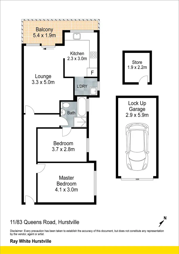 Floorplan of Homely unit listing, 11/83 Queens Road, Hurstville NSW 2220