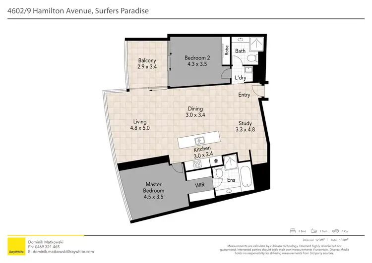 Floorplan of Homely apartment listing, 4602/9 Hamilton Avenue, Surfers Paradise QLD 4217