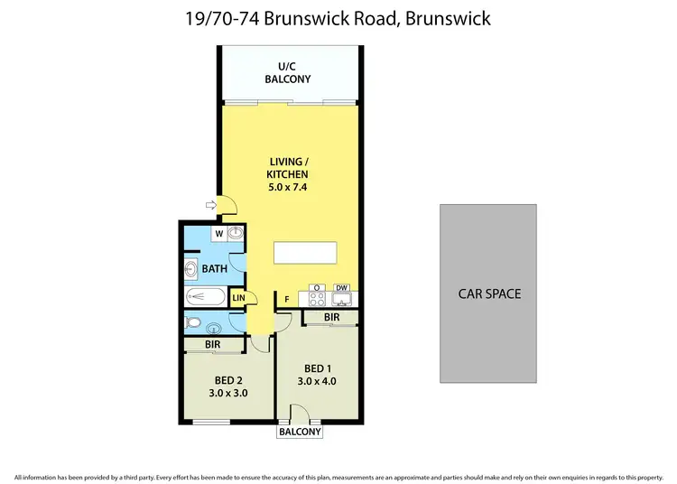 Floorplan of Homely apartment listing, 19/70-74 Brunswick Road, Brunswick VIC 3056