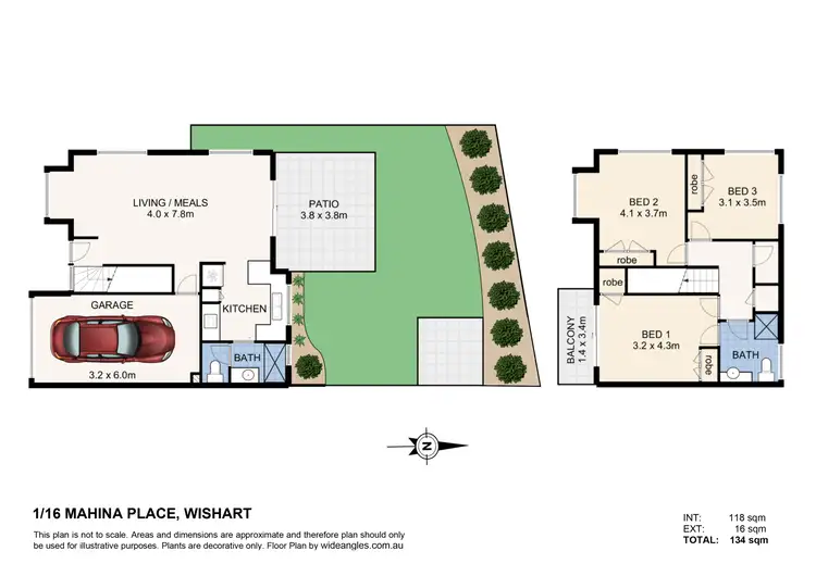 Floorplan of Homely townhouse listing, 1/16 Mahina Place, Wishart QLD 4122