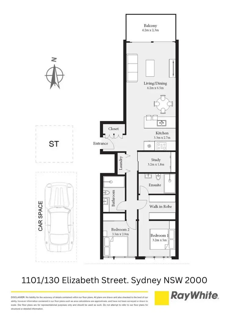 Floorplan of Homely apartment listing, 1101/130 Elizabeth Street, Sydney NSW 2000