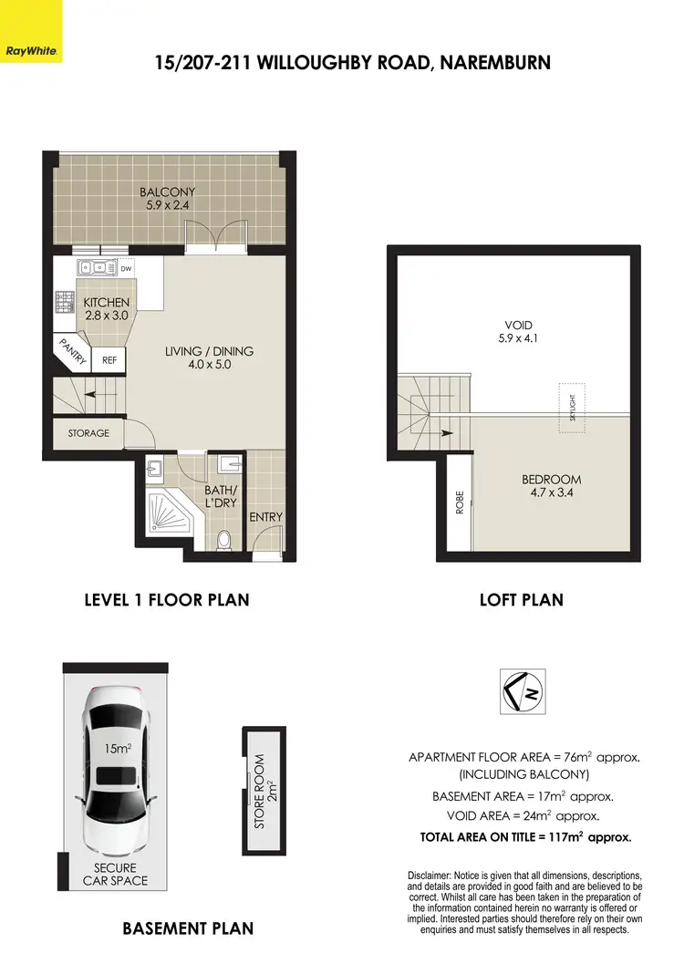 Floorplan of Homely apartment listing, 15/207-211 Willoughby Road, Naremburn NSW 2065