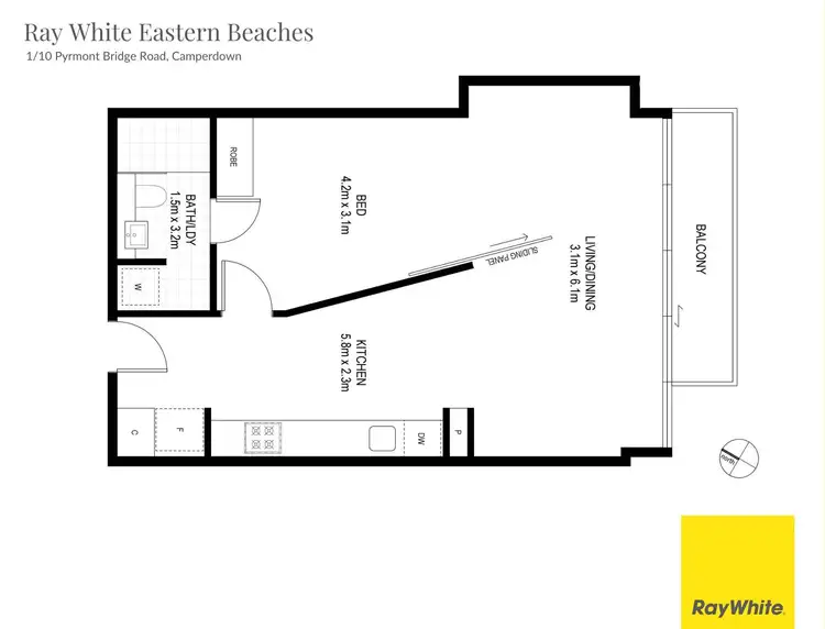 Floorplan of Homely apartment listing, 1/10 Pyrmont Bridge Road, Camperdown NSW 2050