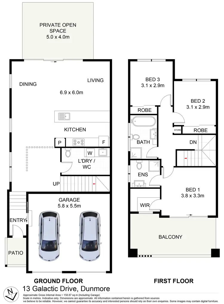 Floorplan of Homely semi-detached listing, 13 Galactic Drive, Dunmore NSW 2529
