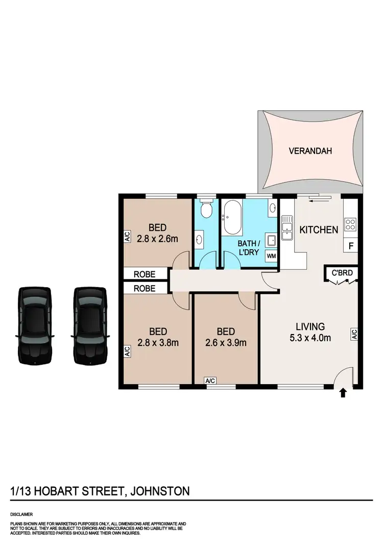 Floorplan of Homely unit listing, 1/13 Hobart Crescent, Johnston NT 832