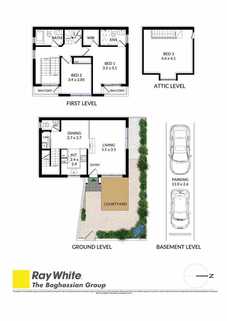Floorplan of Homely townhouse listing, 1/342 Miller Street, Cammeray NSW 2062