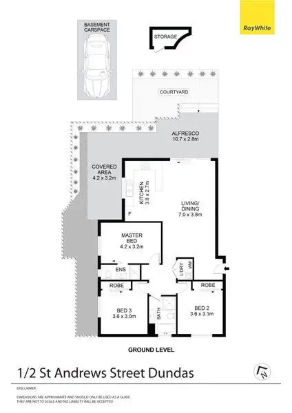 Floorplan of Homely unit listing, 1/2 St Andrews Street, Dundas NSW 2117