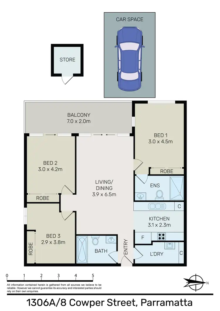 Floorplan of Homely apartment listing, 1306A/8 Cowper Street, Parramatta NSW 2150