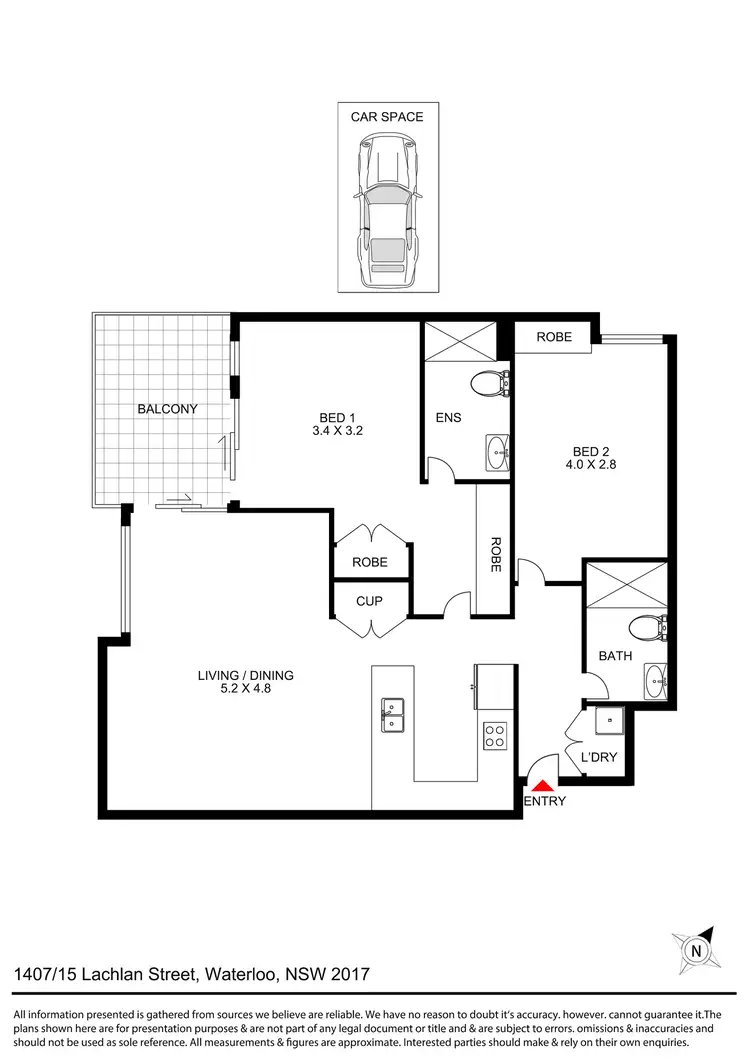 Floorplan of Homely apartment listing, 1407/15 Lachlan Street, Waterloo NSW 2017