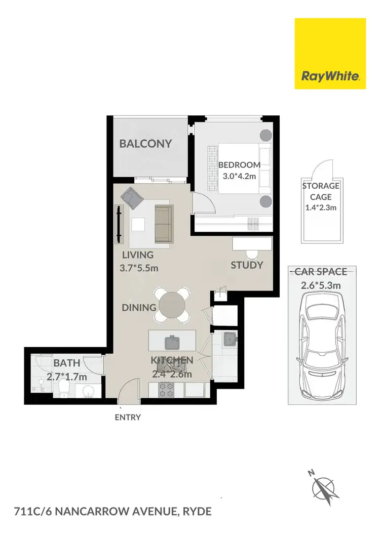 Floorplan of Homely apartment listing, 711C/6 Nancarrow Avenue, Ryde NSW 2112
