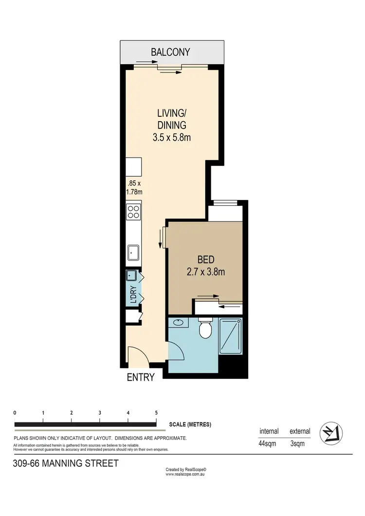 Floorplan of Homely apartment listing, 309/66 Manning Street, South Brisbane QLD 4101