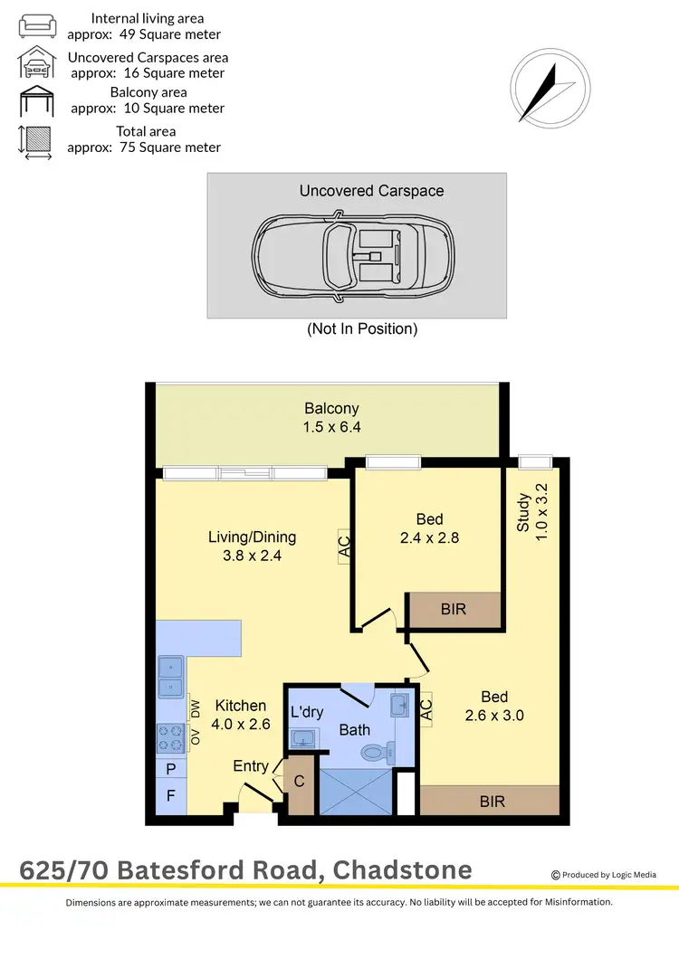 Floorplan of Homely apartment listing, 625/70 Batesford Road, Chadstone VIC 3148